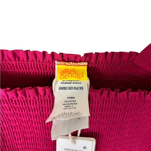 Agua Bendita Pink and White Palm Print Dress SZ small - Picture 7 of 9